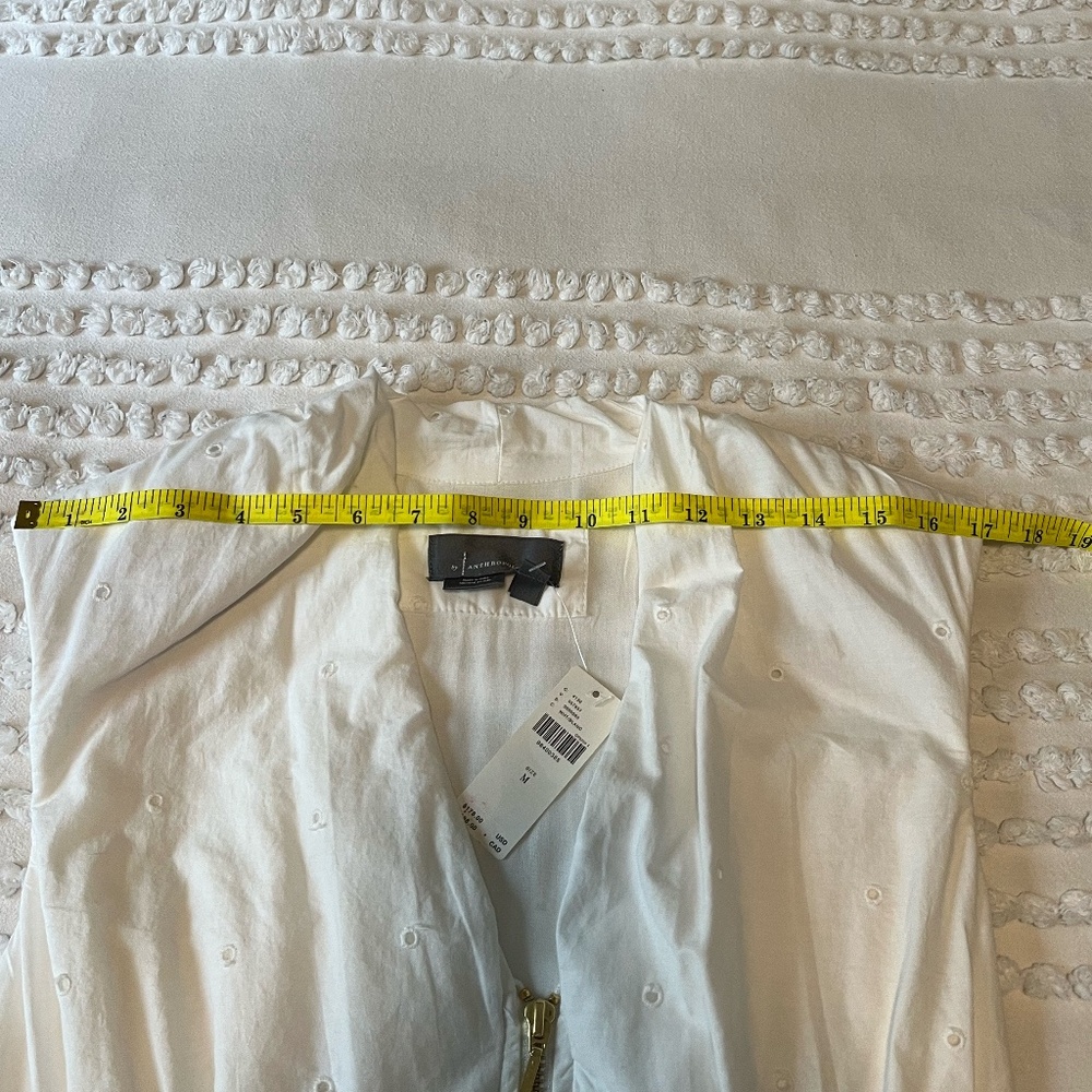 Anthropologie Tommie Cap-Sleeve Smocked FrontZip Shirt Dress:Eyelet Trim NWT - Picture 7 of 9
